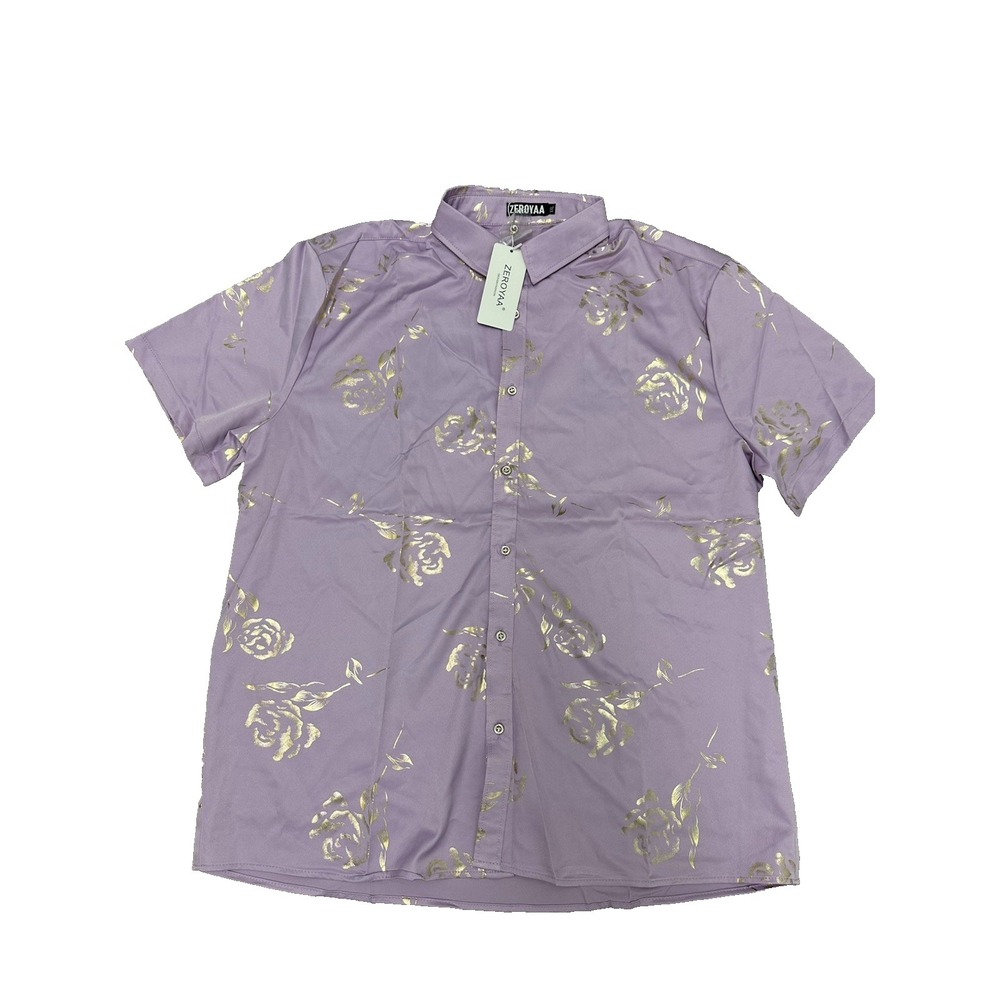 Mens Zeroyaa Design Fashion XXL Lavender with Gold Flowers